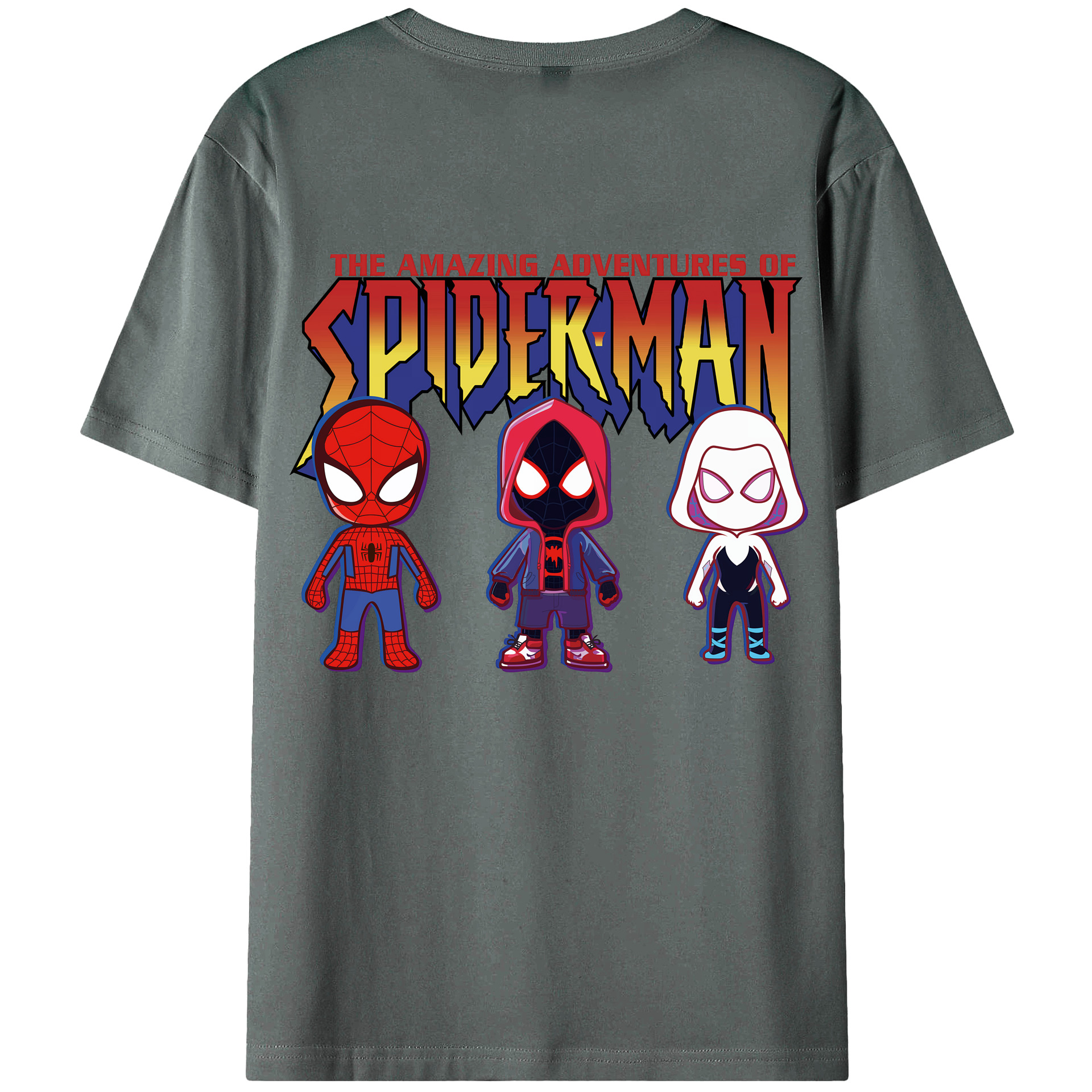 （画像用） Spider Man スパイダーマン 綿100％半袖Tシャツ（背面プリント）